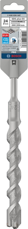 Bosch 2608836647 Sds Plus-5x Hammer Drill Bit 4 Cutter, 4 Flute, 240mm Dia, 200mmworking Length,110 Total Length - photo 2