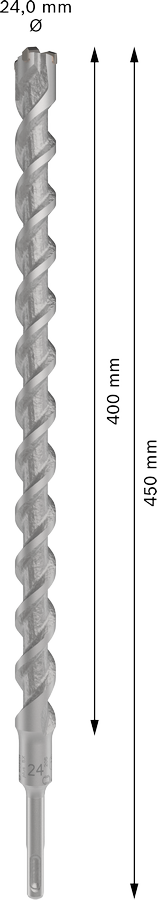 Bosch 2608836648 Sds Plus-5x Hammer Drill Bit 4 Cutter, 4 Flute, 240mm Dia, 400mmworking Length,110 Total Length - photo 3