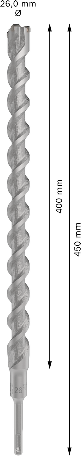 Bosch 2608836652 Sds Plus-5x Hammer Drill Bit 4 Cutter, 4 Flute, 260mm Dia, 400mmworking Length,110 Total Length - photo 3