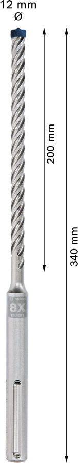Bosch 2608900201 Sdsmax Hammer Drill Bit 8x - 12 X 200 X 340 - photo 3