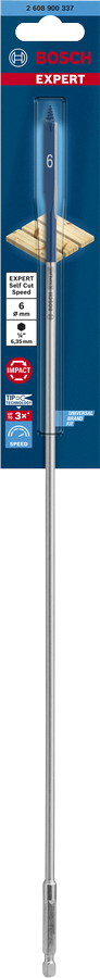 Bosch 2608900337 Expert Wood Spade Bits, Expert Range With Diameter 6mm & Total Length 400mm,pack Of 1 - photo 2
