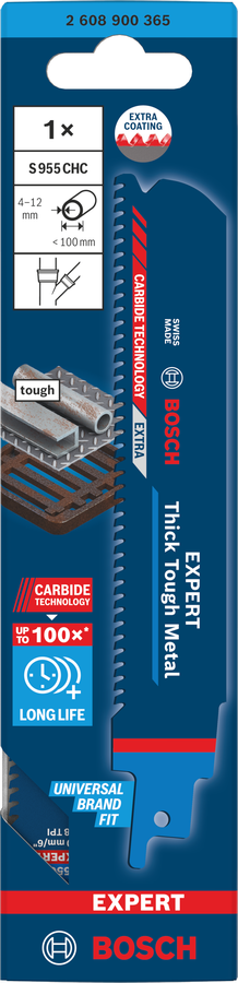 Bosch 2608900365 Sabre / Reciprocating Saw Blades, Expert For Thick Tough Metal, S 955 Chm, Blade Length 150mm,suitable For Cutting - photo 2