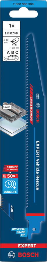 Bosch 2608900380 Sabre / Reciprocating Saw Blades Expert For Vehicle Rescue, S 1157 Chm, Blade Length 225mm, Suitable For Cutting Of - photo 2