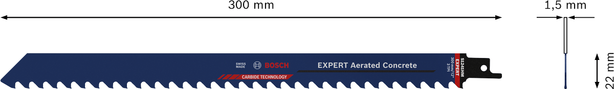 Bosch 2608900410 Reciprocating Saw Blades, Expert For Aerated Concrete, S 1241 Hm, Blade Length 300mm, To Cut Fibre Cement, Glass Fibre - photo 3