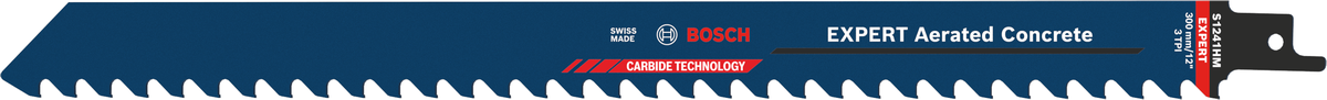 Bosch 2608900410 Reciprocating Saw Blades, Expert For Aerated Concrete, S 1241 Hm, Blade Length 300mm, To Cut Fibre Cement, Glass Fibre