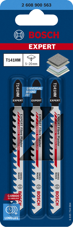 Bosch 2608900563 Jigsaw Blades T 141 Hm, Expert For Fibre Plaster, Blade Length 100mm, With Carbide Tipped, Suitable For Plasterboard, - photo 2