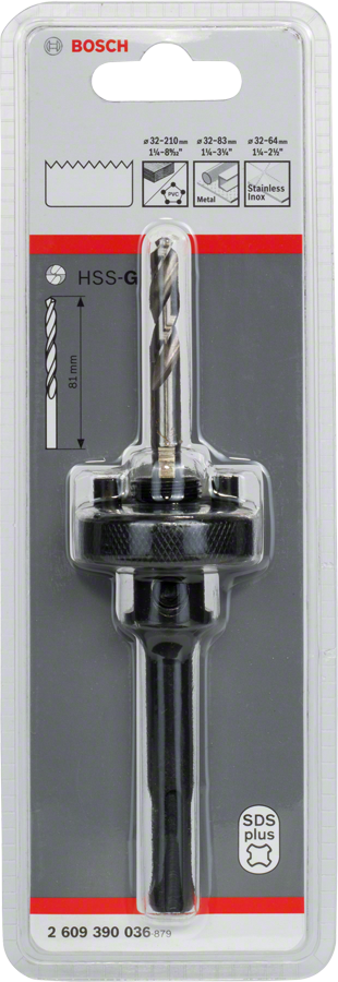 Bosch 2609390036 Hss Bi -Metal Holesaws, Sds Plus Holesaw Adaptor With Pilot Drill Bit, From 32 Mm To 210 Mm Diameter - photo 2