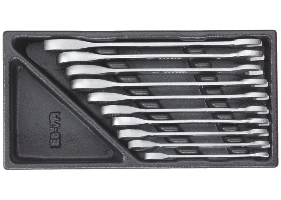 GEDORE 1500 ES-7 R Set of open-end wrenches with ring ratchet in 1/3 ES module