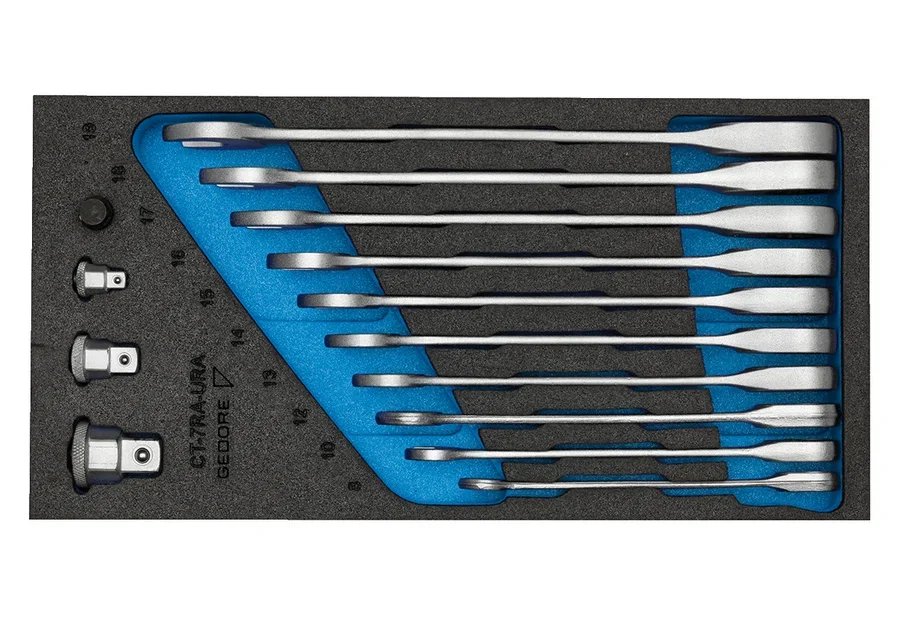 GEDORE 1500 CT1-7 RA Combination ratchet spanner set in 1/3 Check-Tool-Module