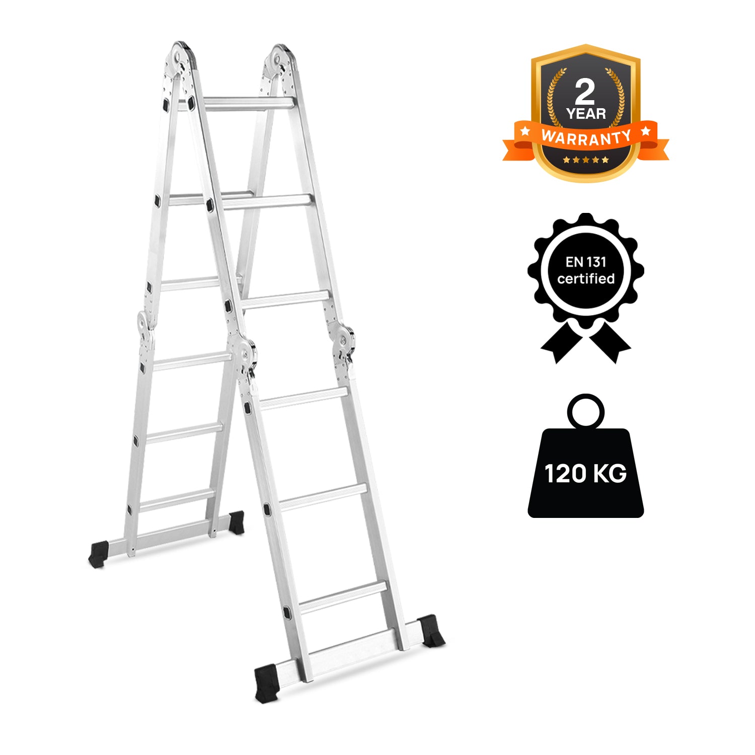 Corvids CALM-403 12 Ft Multipurpose Folding Aluminium Ladder, 12 Steps (4x3) - photo 2