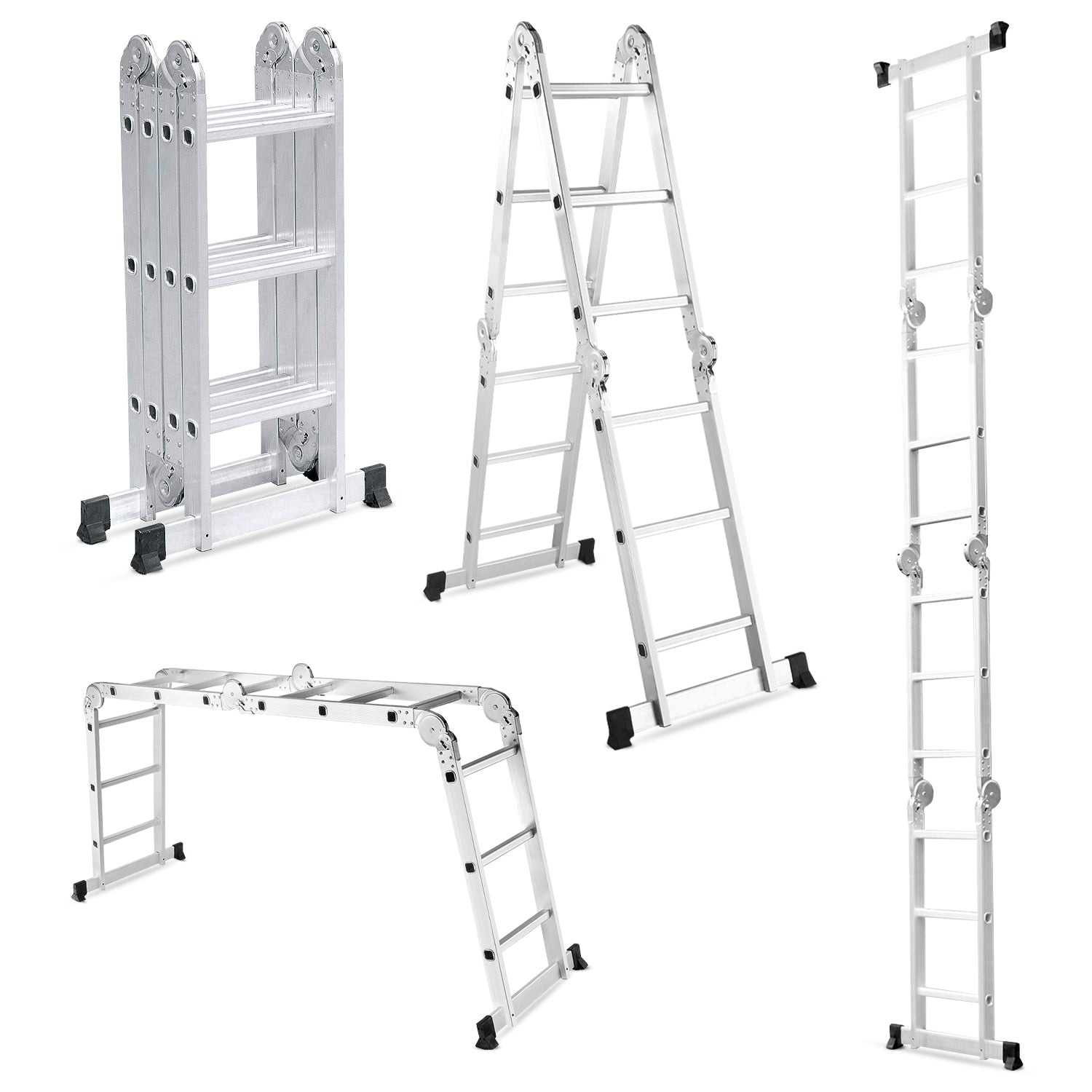 Corvids CALM-403 12 Ft Multipurpose Folding Aluminium Ladder, 12 Steps (4x3)