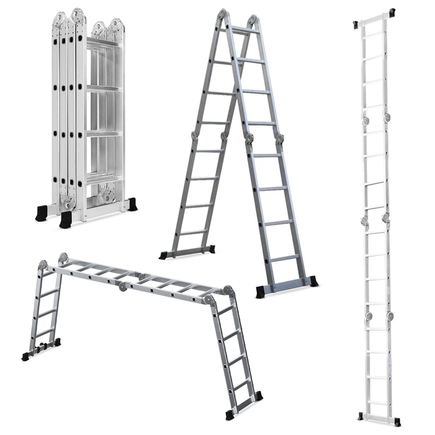 Corvids CALM-404 PRO 14.5 Ft Multipurpose Folding Aluminium Ladder, 16 Steps (4x4)