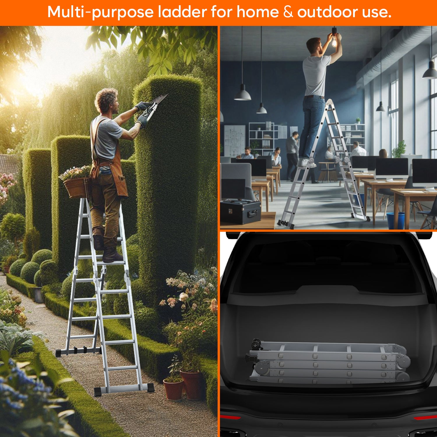 Corvids CALM-404 PRO 14.5 Ft Multipurpose Folding Aluminium Ladder, 16 Steps (4x4) - photo 6