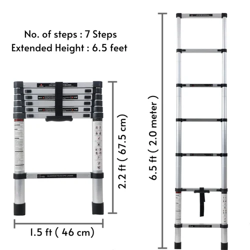 Corvids CALT-020 6.5 Ft Foldable Telescopic Aluminum Ladder - photo 2