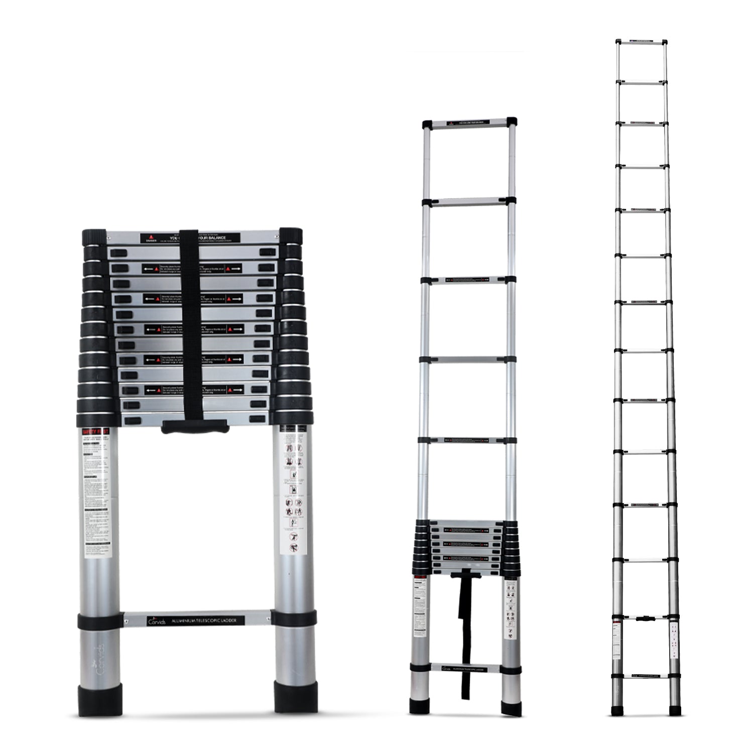 Corvids CALT-050 5.0 m (16.5 Ft) Aluminium Telescopic Ladder, 14 Steps