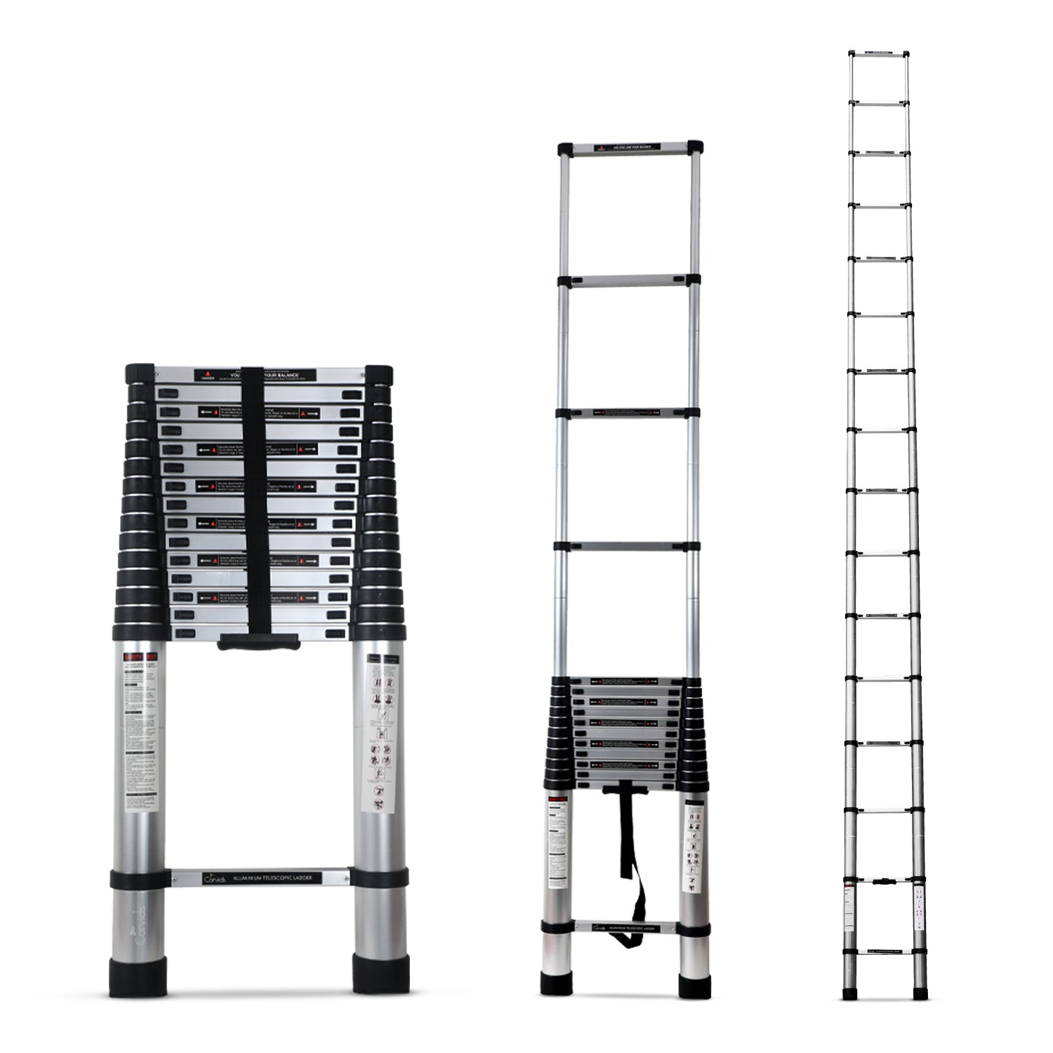 Corvids CALT-065 6.5 m (21.5 Ft) Aluminium Telescopic Ladder, 16 Steps
