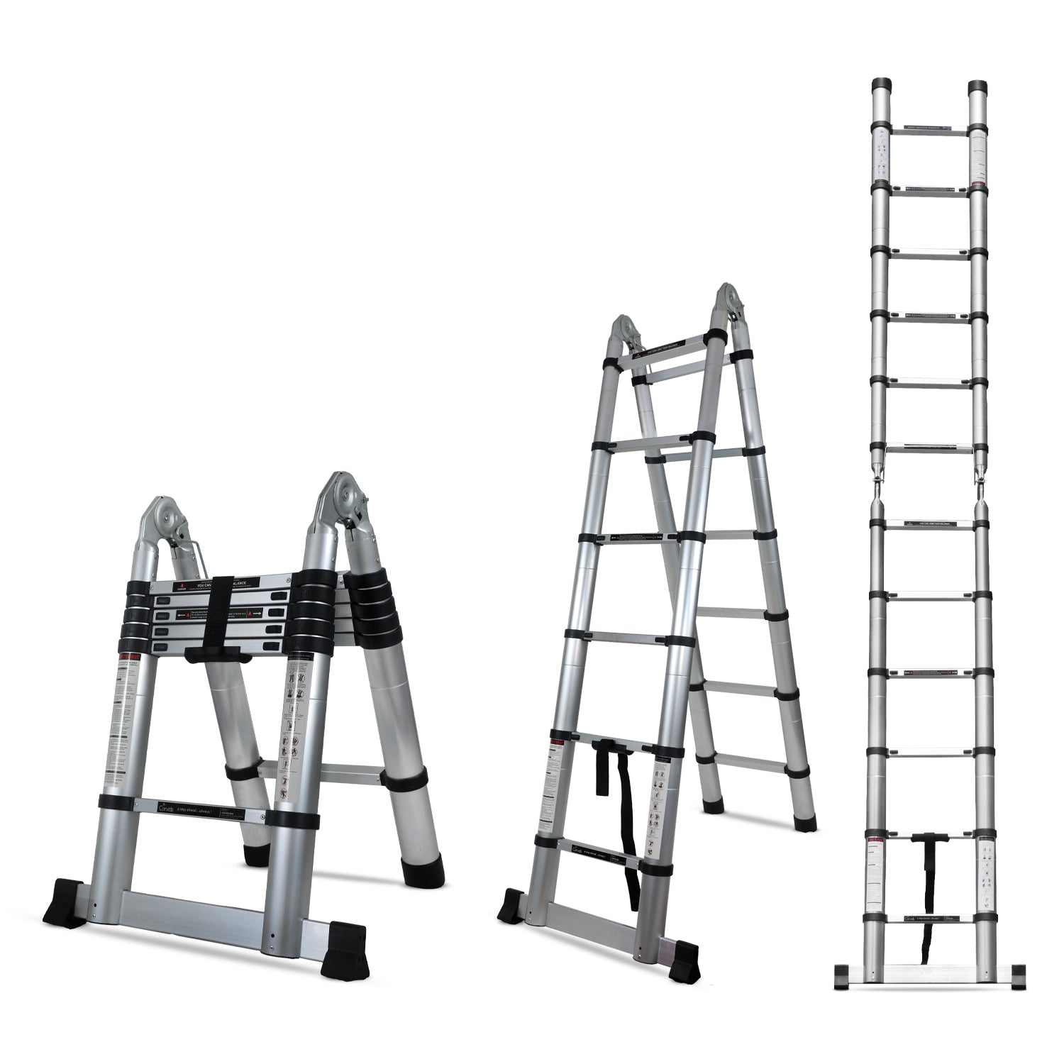 Corvids CALT-D38 12.5 Ft (1.9+1.9 m) A-Type Double Aluminium Telescopic Ladder, 12 Steps