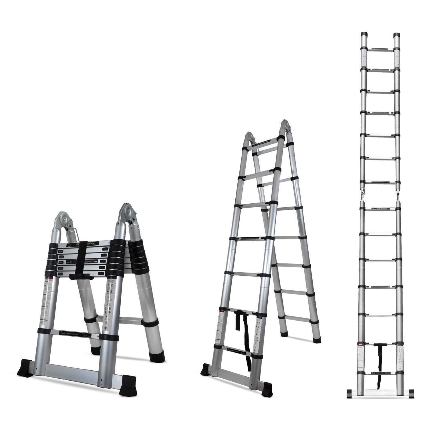 Corvids CALT-D44 14.5 Ft (2.2+2.2 m) A-Type Double Aluminium Telescopic Ladder, 14 Steps