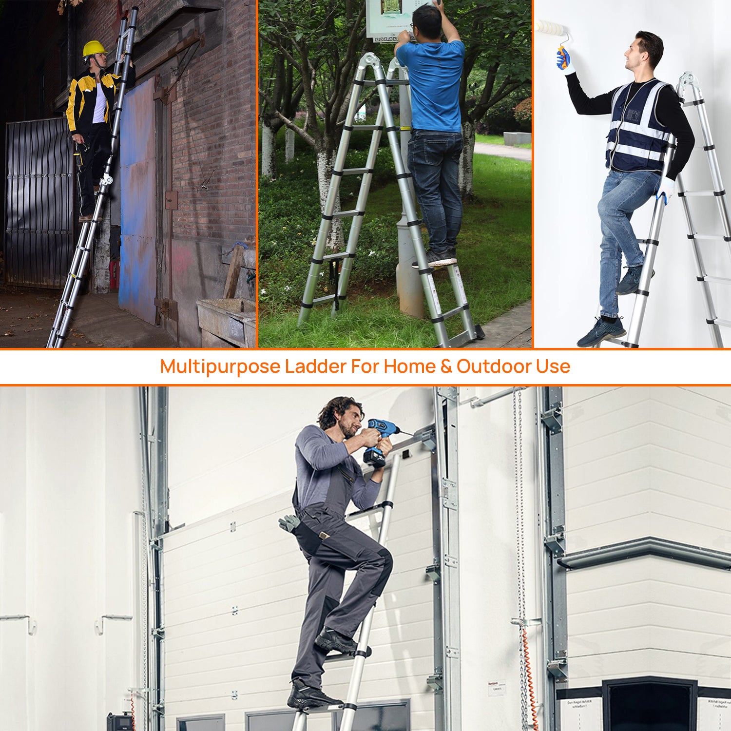 Corvids CALT-D50 16.5 Ft (2.5+2.5 m) A-Type Double Aluminium Telescopic Ladder, 16 Steps - photo 5