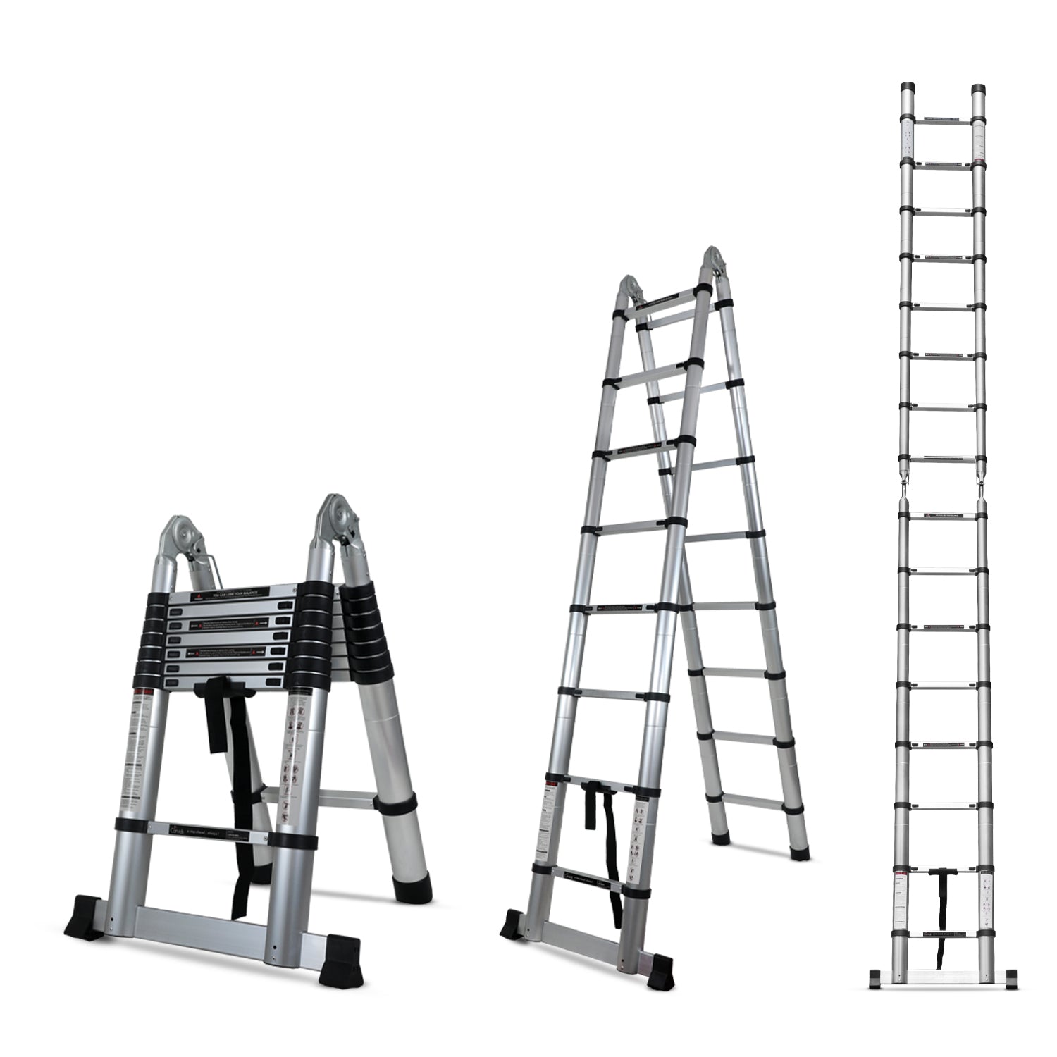 Corvids CALT-D50 16.5 Ft (2.5+2.5 m) A-Type Double Aluminium Telescopic Ladder, 16 Steps