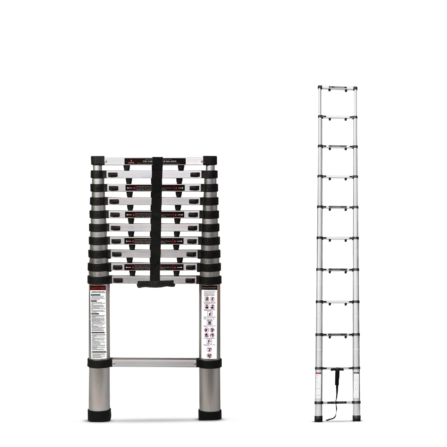 Corvids CALT-FP44 4.4 m (14.5 Ft) Finger Protect Aluminium Telescopic Ladder, 11 Steps