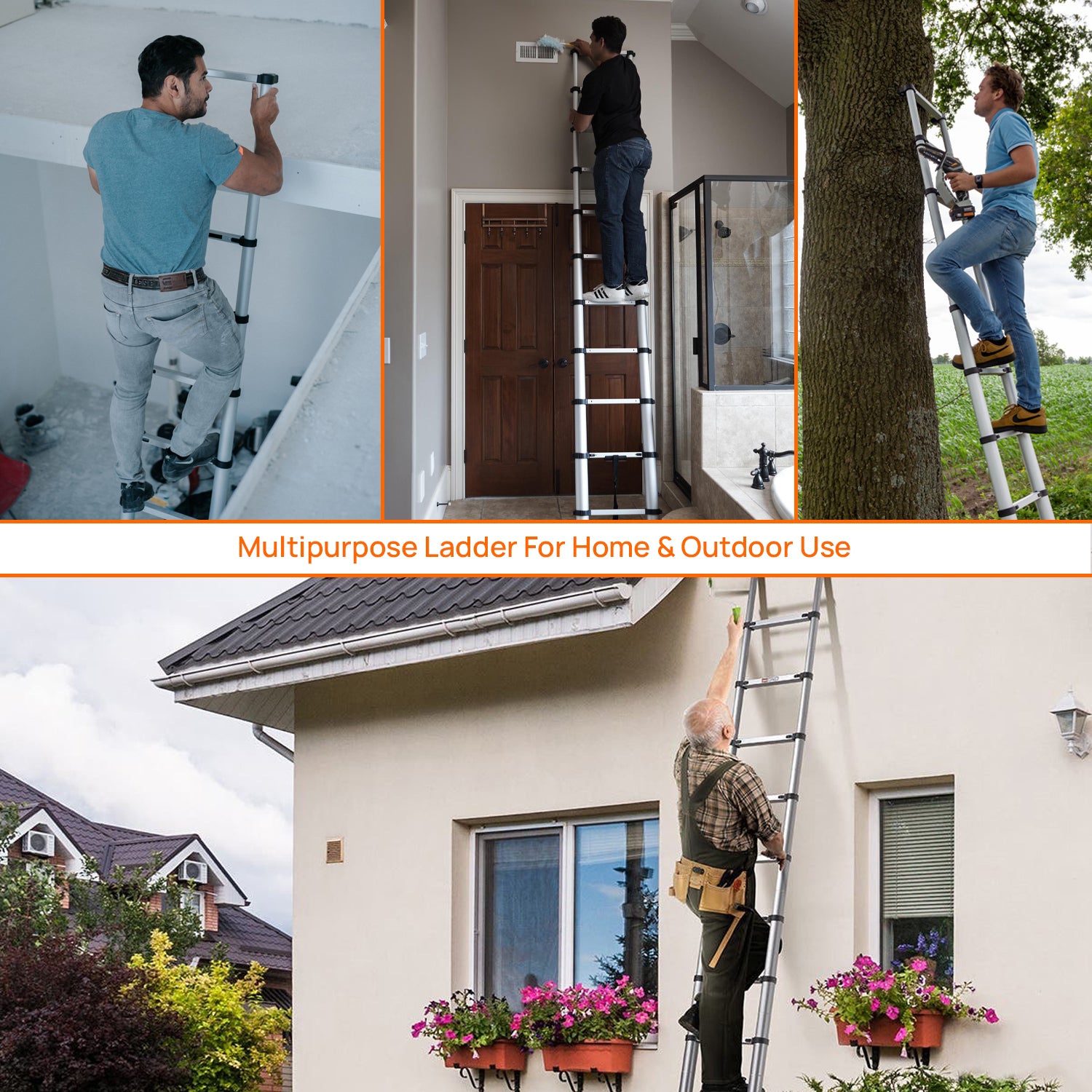 Corvids CALT-FP44 4.4 m (14.5 Ft) Finger Protect Aluminium Telescopic Ladder, 11 Steps - photo 5
