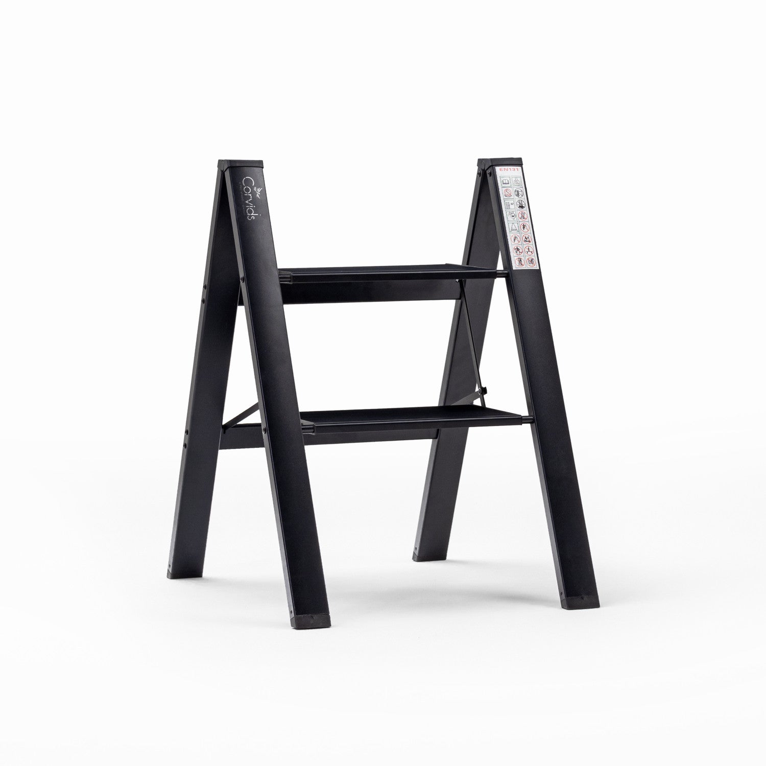 Corvids CASL-02 2-Step Aluminium Folding Step Stool Ladder, 46 cm (1.5 Ft) - White/Black - photo 5