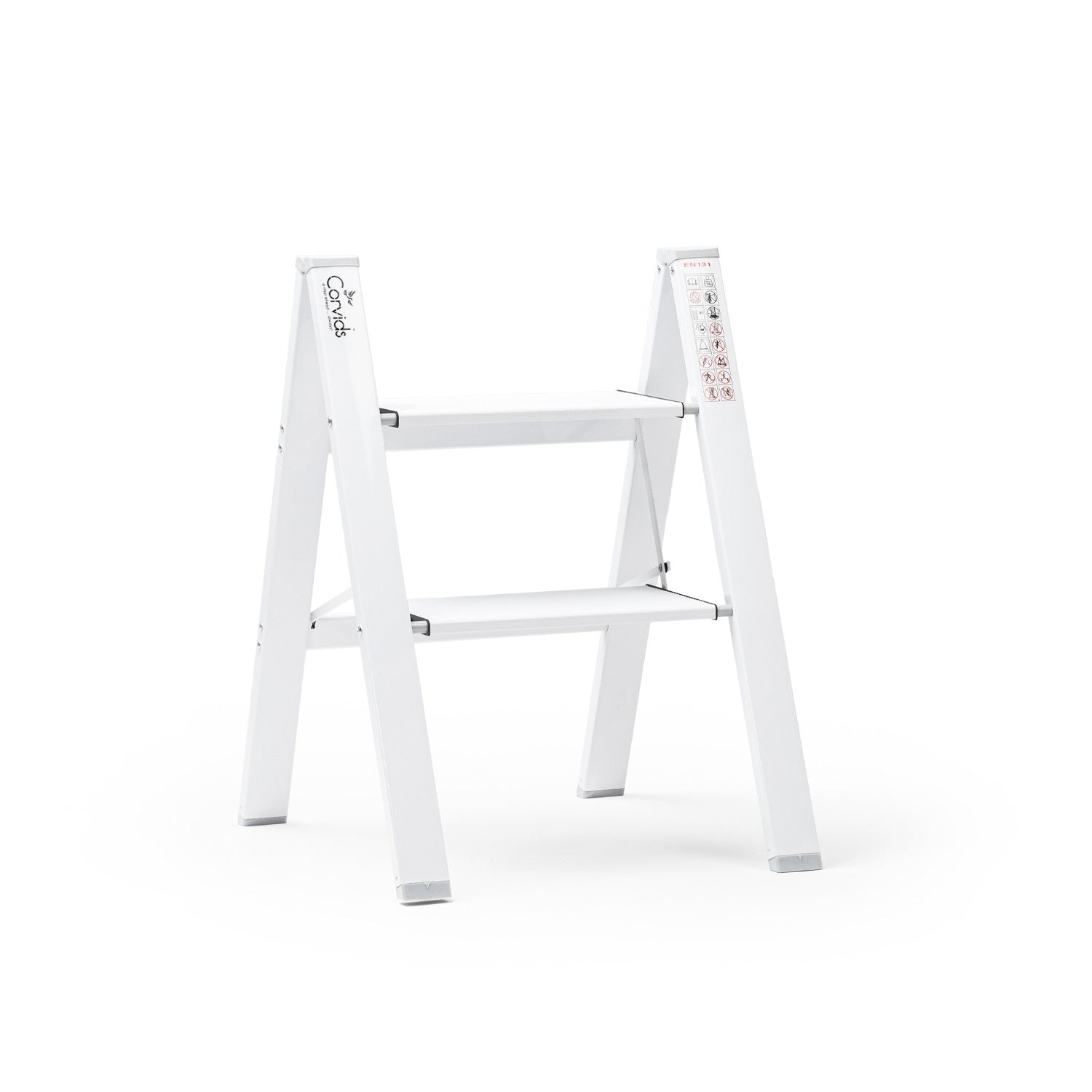 Corvids CASL-02 2-Step Aluminium Folding Step Stool Ladder, 46 cm (1.5 Ft) - White/Black