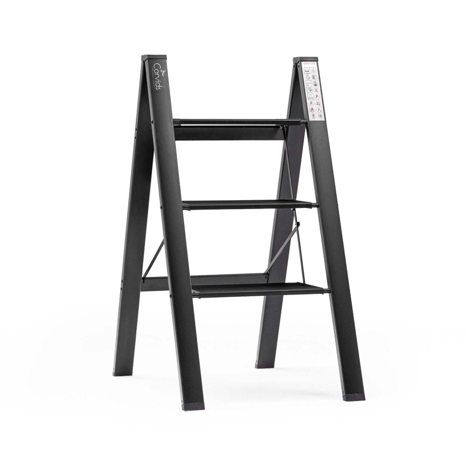 Corvids CASL-03 3-Step Aluminium Folding Step Stool Ladder, 66 cm (2.2 Ft) - White/Black - photo 5