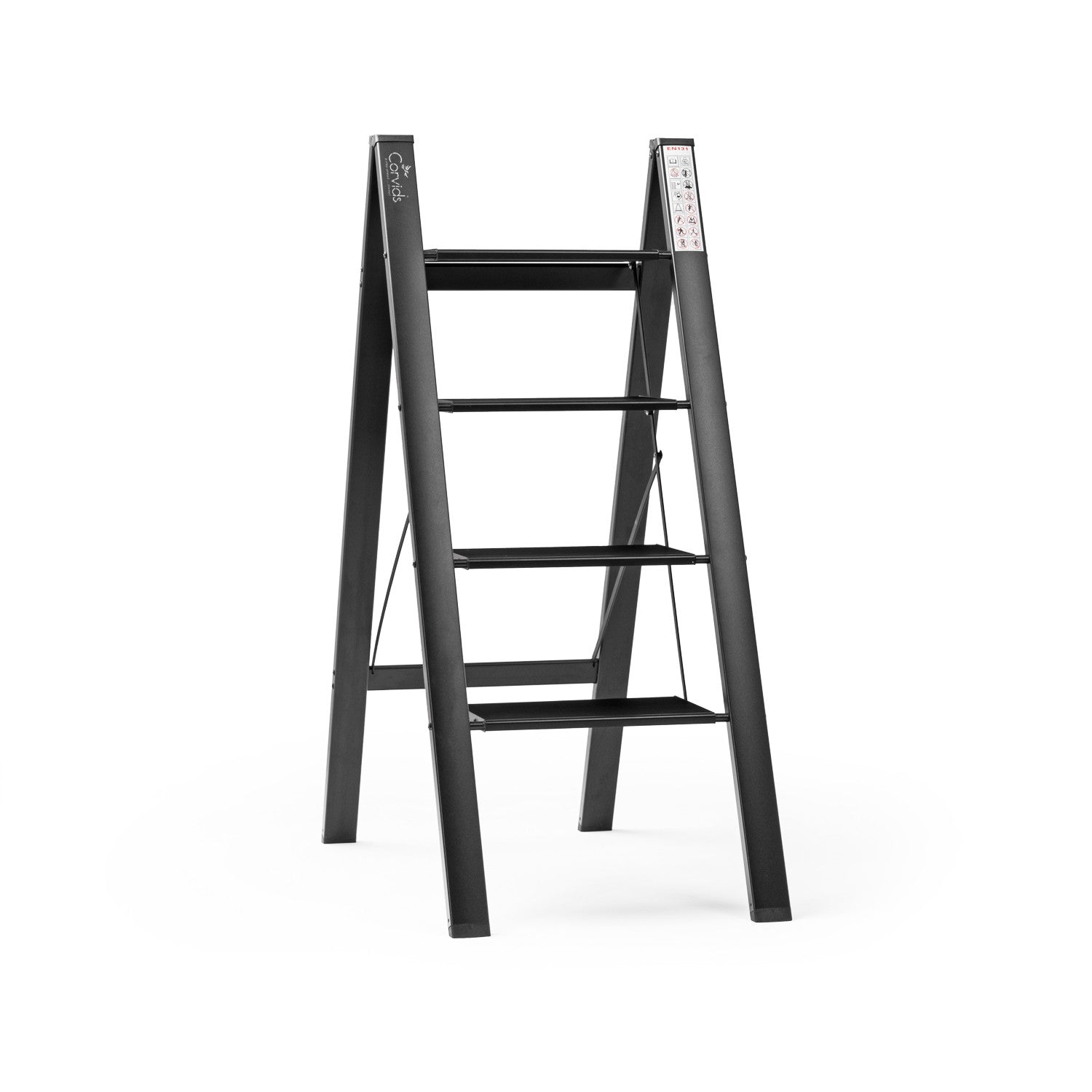 Corvids CASL-04 4-Step Aluminium Folding Step Stool Ladder, 86 cm (2.8 Ft) - White/Black - photo 5