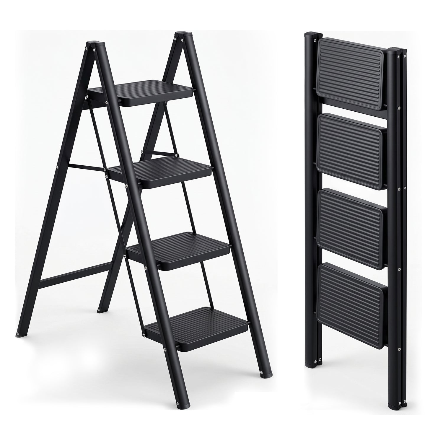 Corvids CCSL-04 4-Step Carbon Steel Folding Step Stool Ladder, 86 cm (2.8 Ft) - White/Black - photo 5