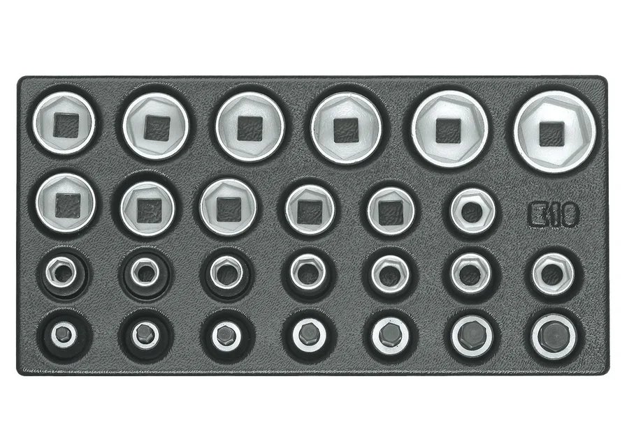 GEDORE 1500 ES-19 Set of socket wrench inserts 1/2", hexagon in 1/3 ES module