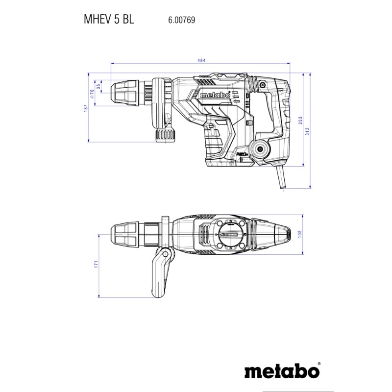 Metabo MHEV 5 BL Brushless SDS-Max Demolition Hammer, 1150W - photo 4