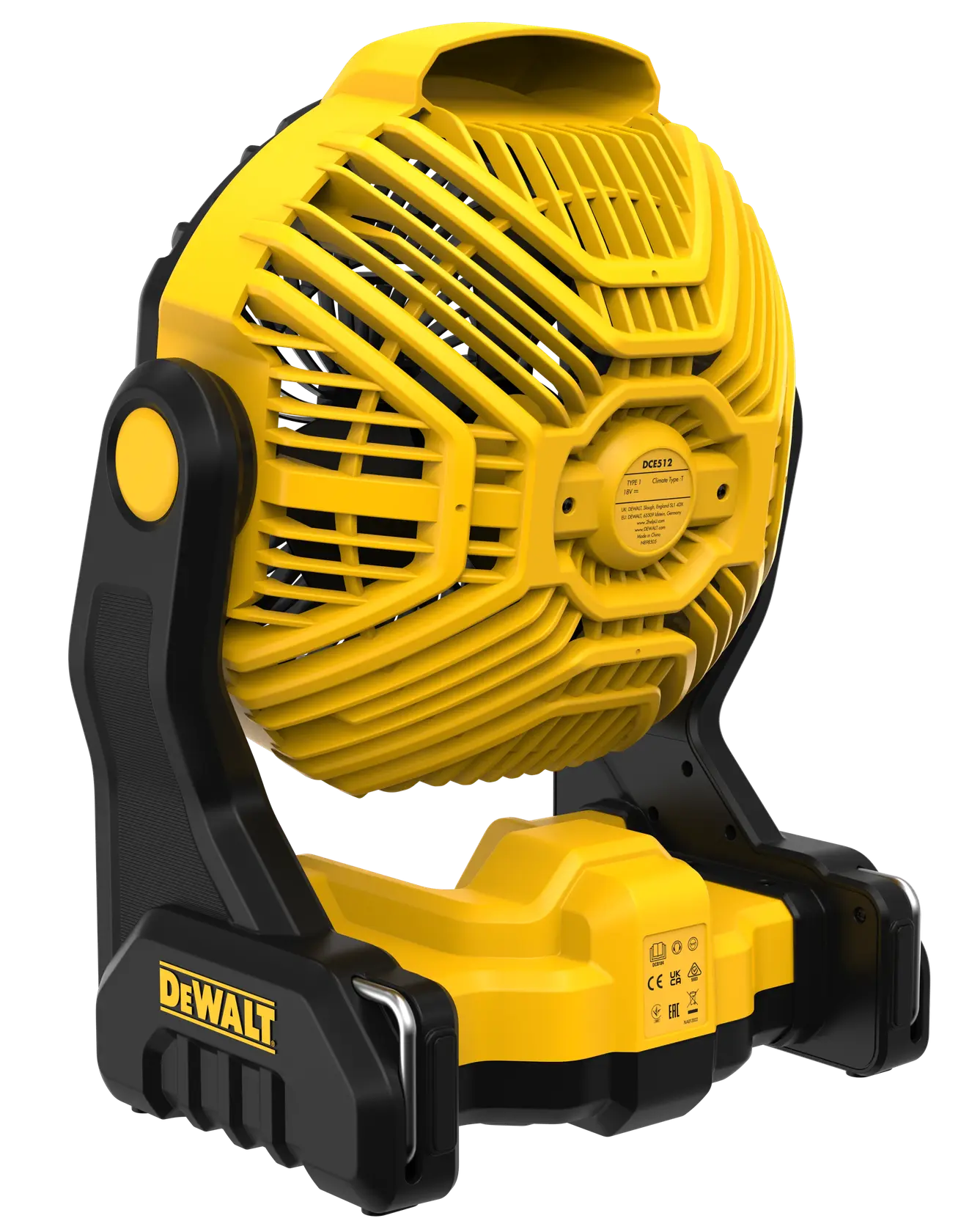 DEWALT DCE512N-XJ 18V XR 3000 RPM Fan Speed Cordless Brushless Portable Jobsite Fan - IP54 Rated (Bare Tool), Yellow & Black - photo 4