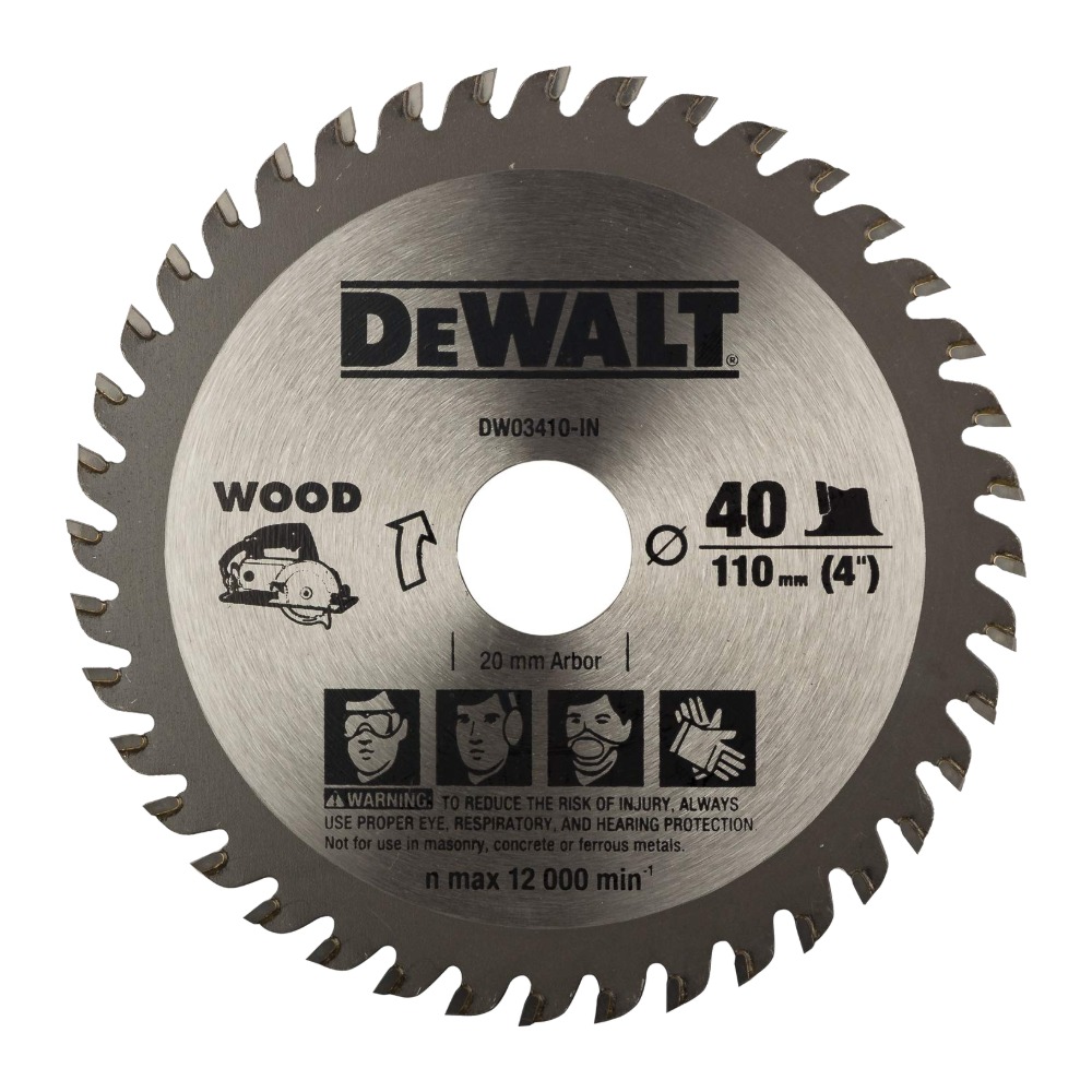 DeWALT DW03410-IN Tct Saw Blade 4" 40t Wood (Bore 20mm, Od 110mm)