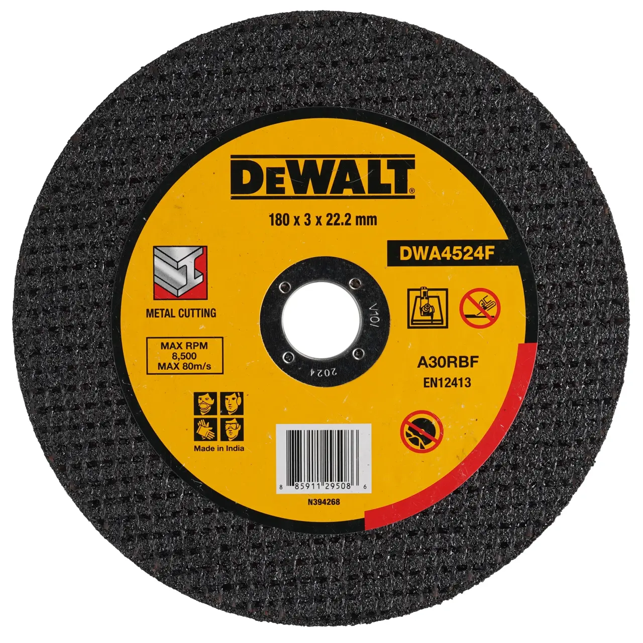 DeWALT DWA4524F Cut-Off Wheel 180x3x22.2mm (Max 8500 Rpm)