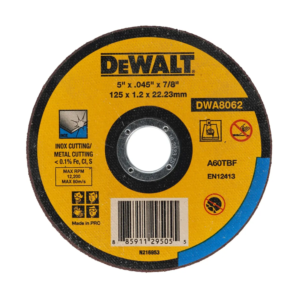 DeWALT DWA8062-IN Cut-Off Wheel 125x1.2x22.2mm (Max 12200 Rpm)