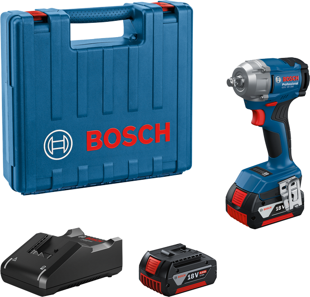 Bosch GDS 18V-350 Impact Wrench Kit, 2 x 4.0Ah Batteries & Charger - 06019M50F1
