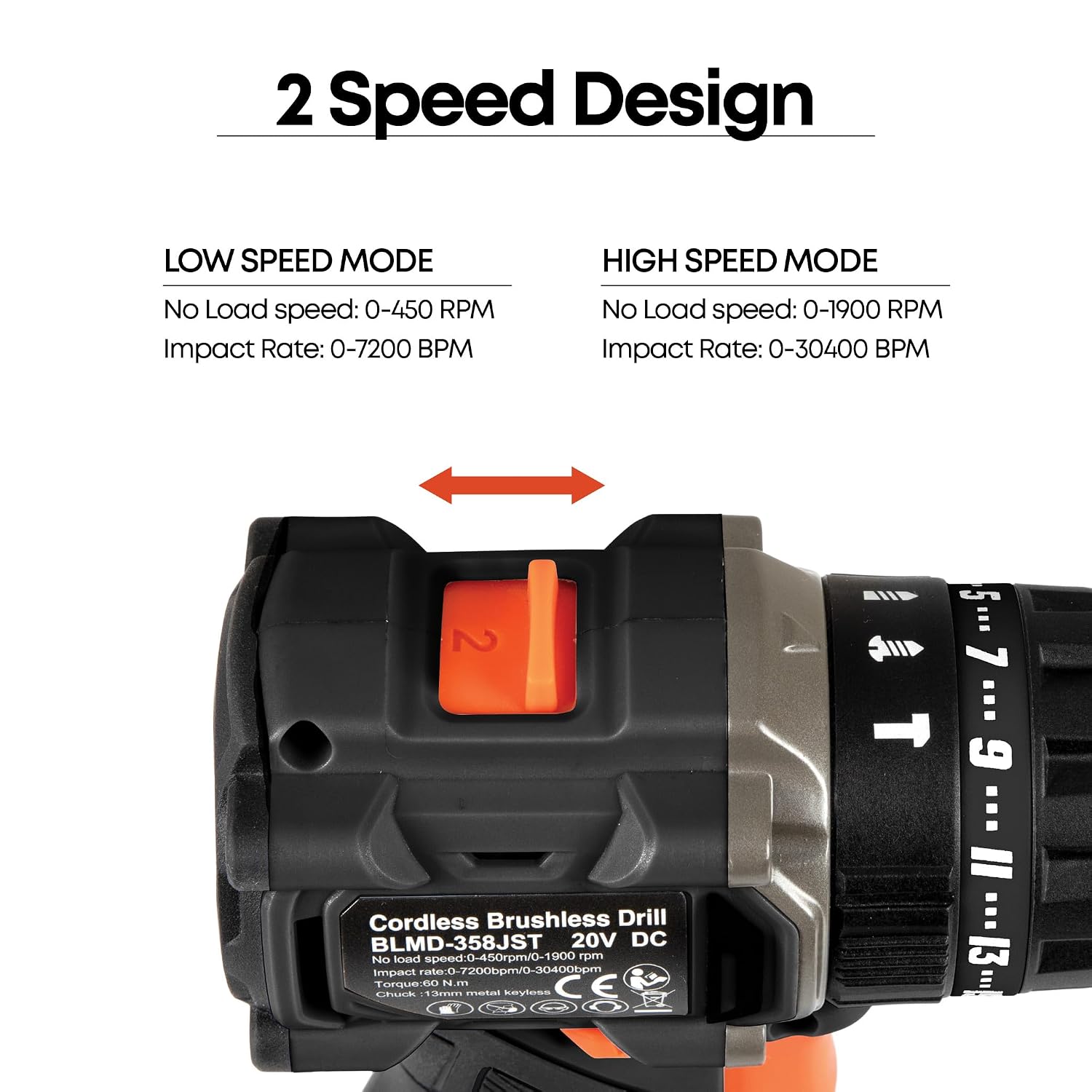 Groz BID/13/20-2/L1/EU 20V Impact Drill Driver, 13 mm, 60 Nm - photo 3