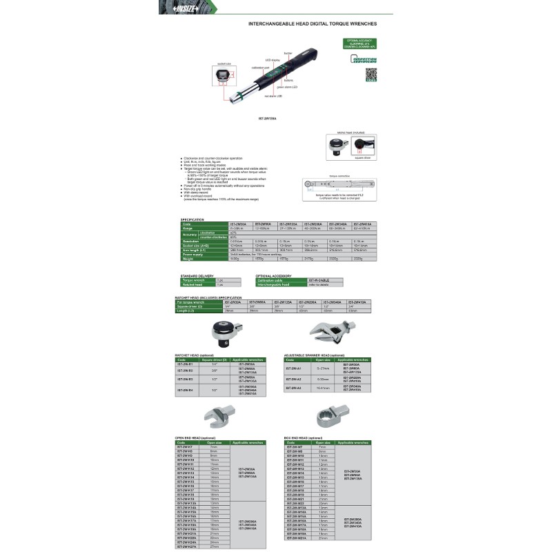 INSIZE IST-2W340A Interchangeable Head Digital Torque Wrench 68~340 N.m - photo 3