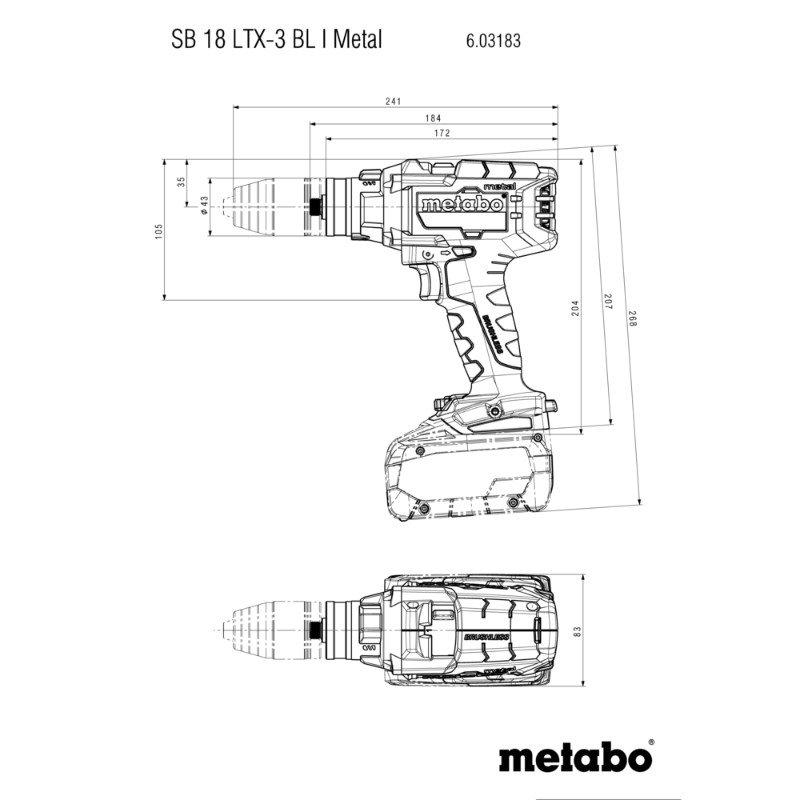 Metabo SB 18 LTX-3 BL Q I Metal 18V Cordless Hammer Drill (603183840) - photo 4