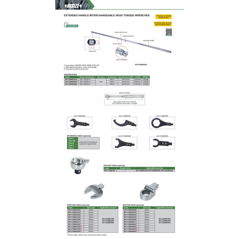 INSIZE IST-32WM2000 Extended Handle Torque Wrench 400-2000 N.m - photo 3