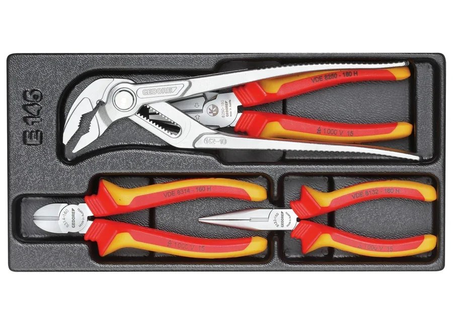 GEDORE 1500 ES-VDE 145 VDE Pliers assortment in 1/3 ES module