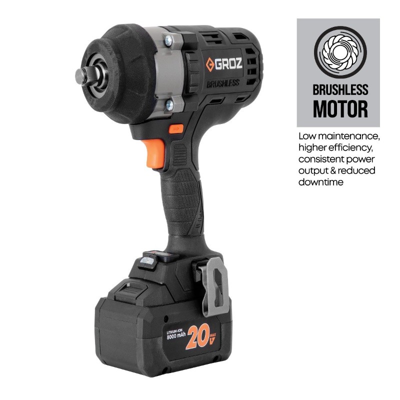 Groz BIW/1-2/1000/20-8/L2/EU Cordless Impact Wrench, 1000 Nm, 20V, 2 Batteries - photo 2