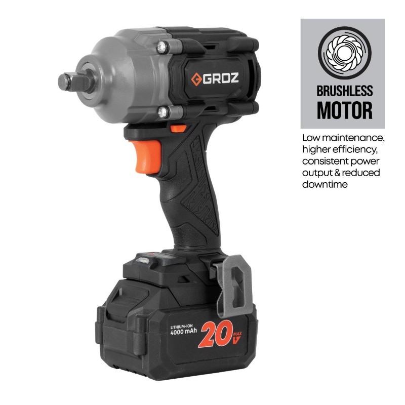 Groz BIW/1-2/600/20-4/L2/EU Cordless Impact Wrench, 600 Nm, 20V, 2 Batteries - photo 2
