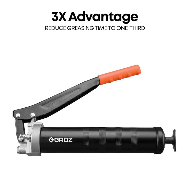 Groz G2R/B Dual Piston Lever Grease Gun with 6 in Steel Extension and Coupler - photo 3