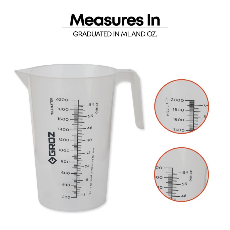 Groz JUG/2G Handy Measuring Jug Stackable, 2000 ml (64 oz.) - photo 3