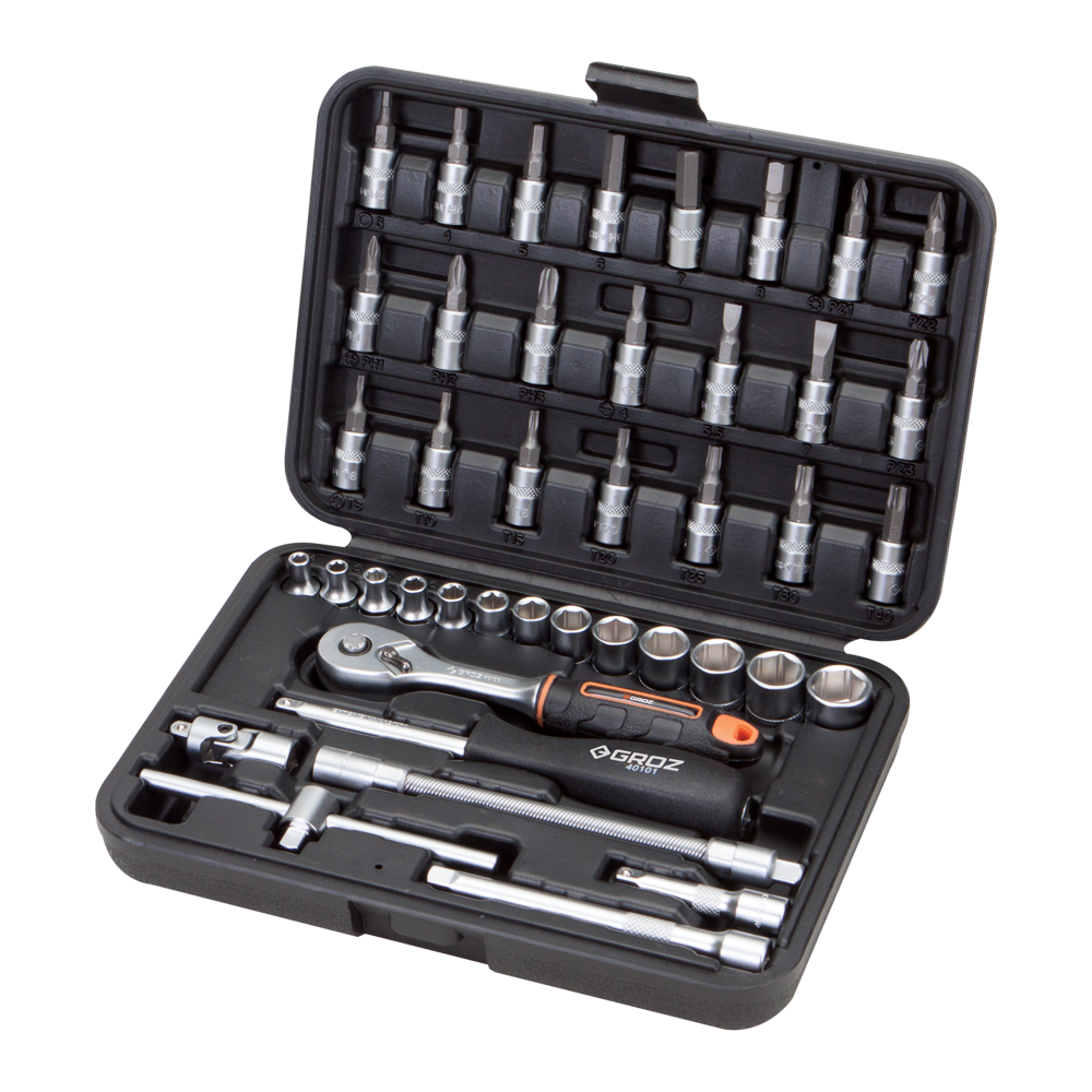 Groz KIT/SKT/H/1-4/42/UG Hand Socket Set, 1/4 Inch Drive, 42 Pieces - photo 2