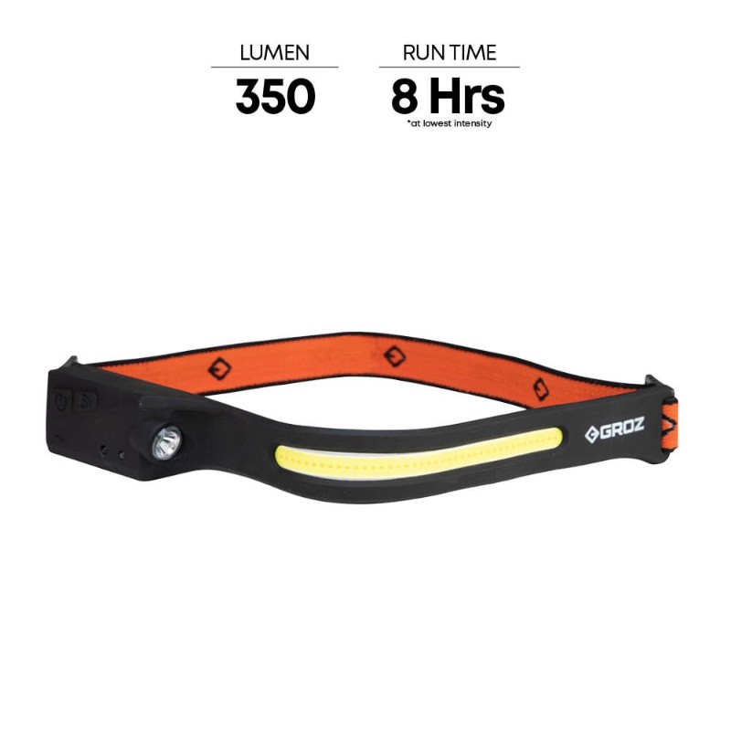 Groz LED/250 Smart Head Lamp Rechargeable | 5W Flood & 3W Spotlight | 350 Lumens, 230° Coverage | Type-C Charging | Trekking Headlamp, Cycling, Camping, Hiking, & Industrial Use - photo 2
