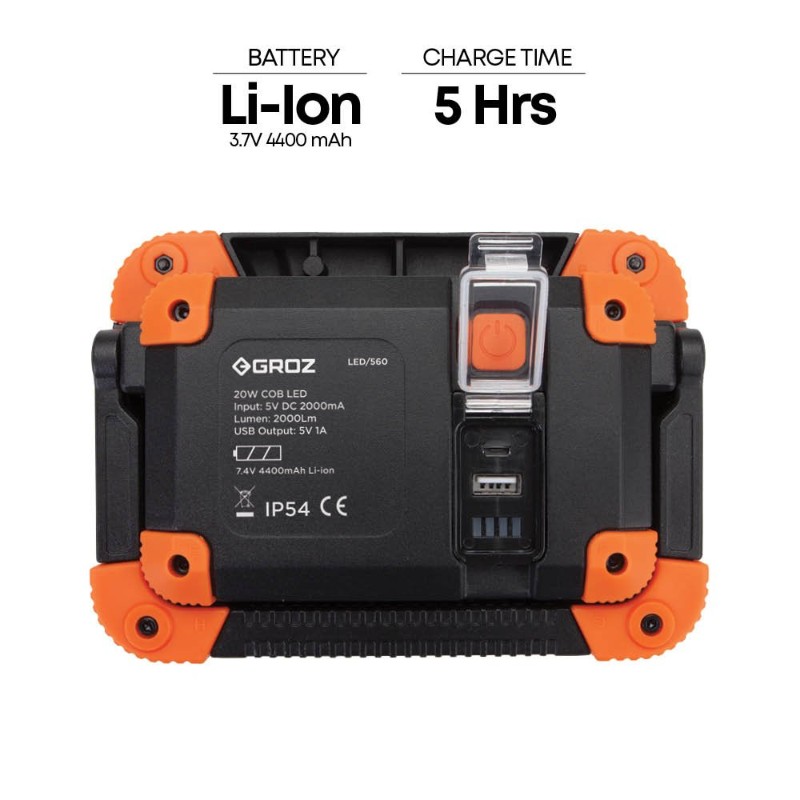 Groz LED/560 Heavy Duty Rechargeable COB Worklight, 2000 lm - photo 3